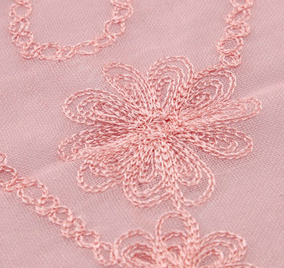 High-end fashion women big long embroidery chiffon silk scarf shawl wrap - Pink