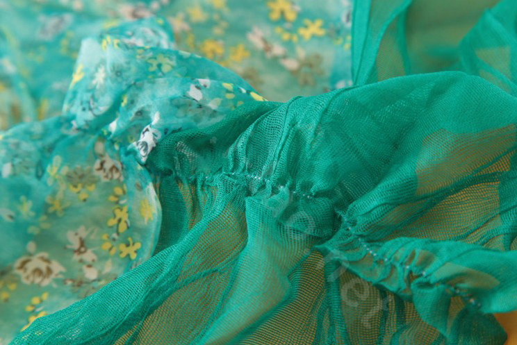 High-end fashion women long floral diamond lace chiffon silk scarf shawl wrap - Yellow