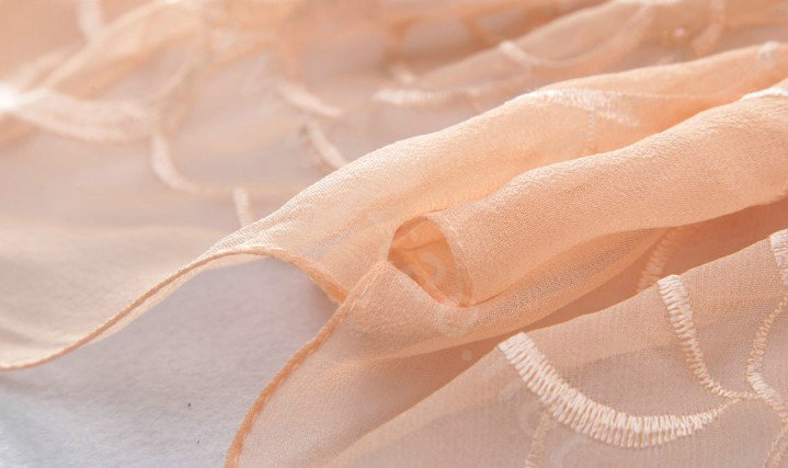 High-end fashion women long rose embroidery mulberry silk scarf shawl wrap - Orange