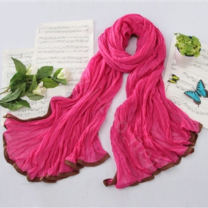 High-end fashion women real silk long soft solid color scarf shawl wrap - Rose