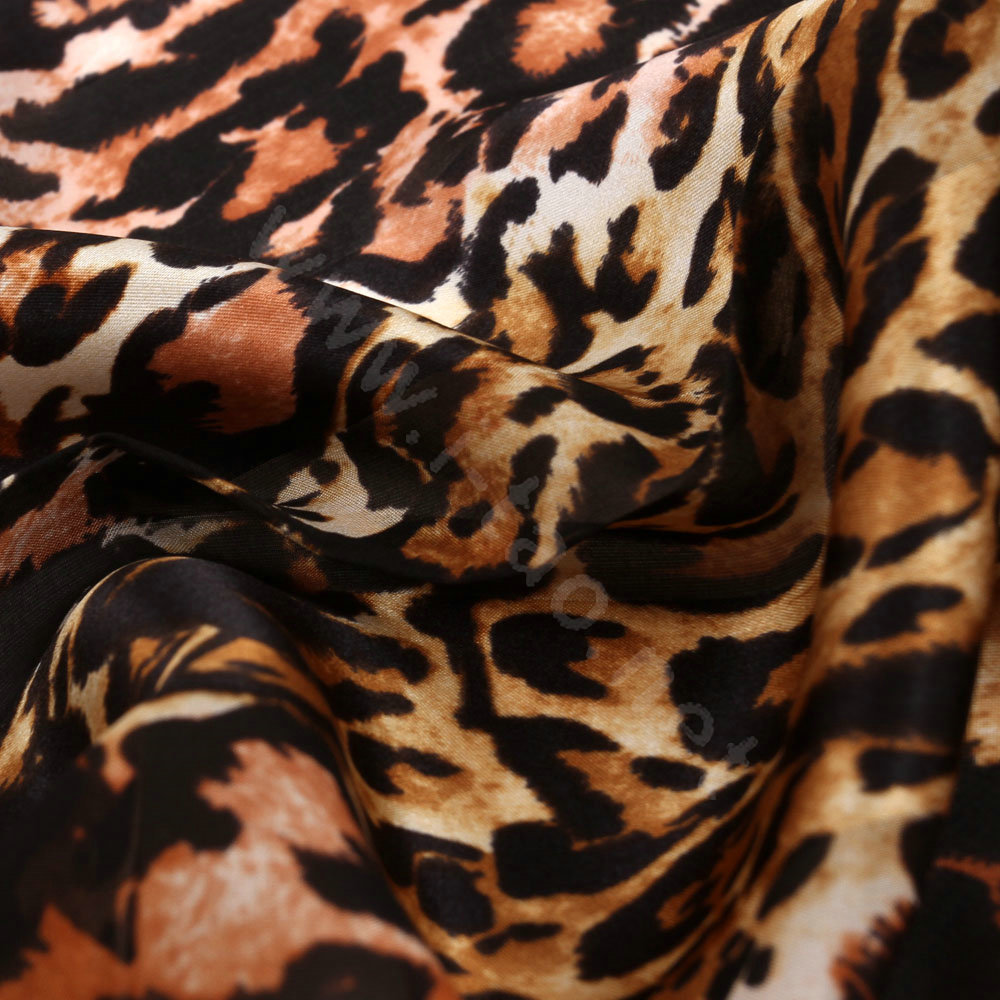 Luxury women autumn and winter long 100% mulberry silk leopard print scarf shawl - Coffee