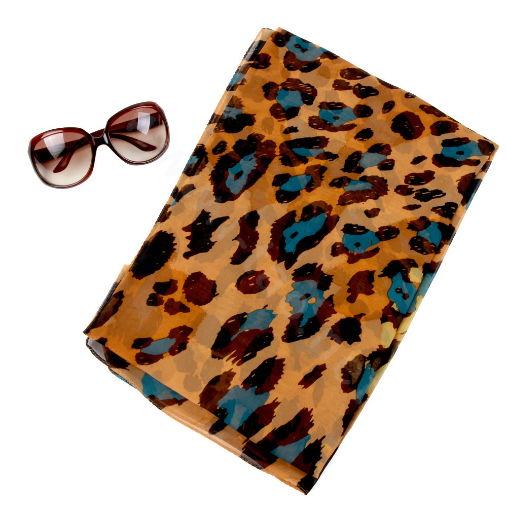 Luxury women autumn and winter long 100% mulberry silk leopard print scarf shawl - Yellow