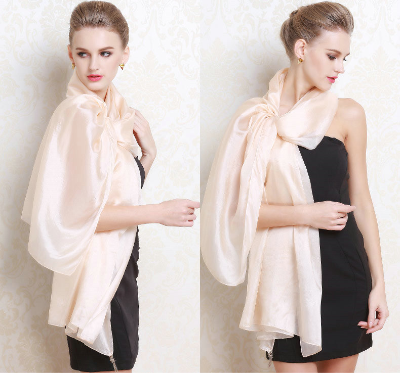 Luxury women autumn and winter long 100% mulberry silk solid color scarf shawl wrap - Pink