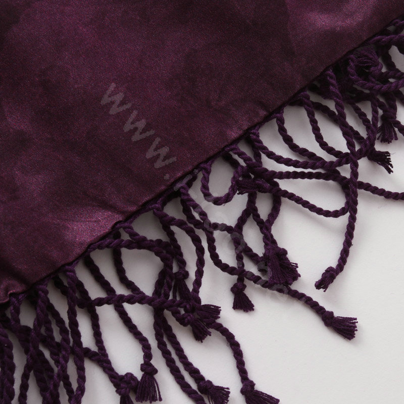 Luxury women autumn and winter warm long 100% mulberry silk flower print scarf shawl wrap - Purple