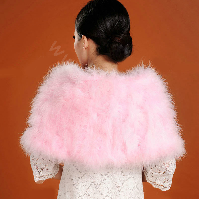 Ostrich wool fur scarf shawls vogue women bridal tippet winter warm neck wraps - Pink