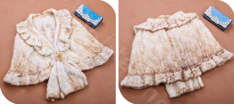Winter Women's Genuine Knitting Mink Fur Shawls Warm Wraps Female Slim Poncho - White
