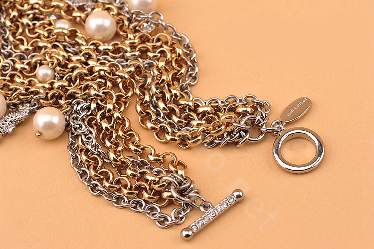 Fashion women choker exaggeration luxury crystal multilayer pears bib necklace - Gold