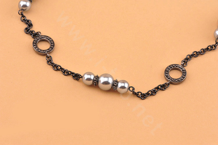Fashion women choker luxury elegant sweater chain pears bib necklace - Black