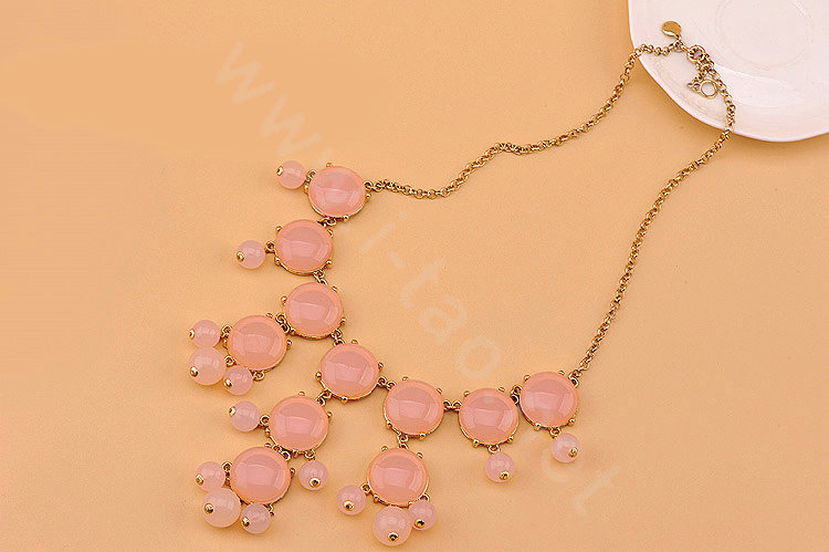 High-end fashion women choker sweet exaggeration luxury candy bib necklace - Crystal Pink