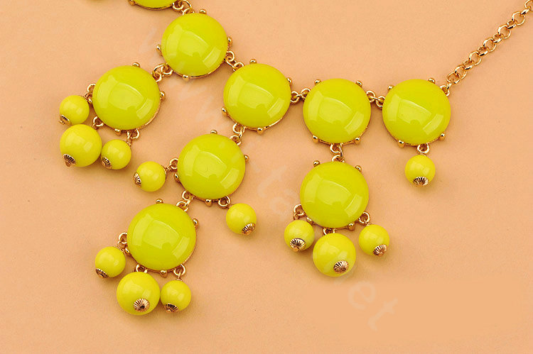 High-end fashion women choker sweet exaggeration luxury candy bib necklace - Green