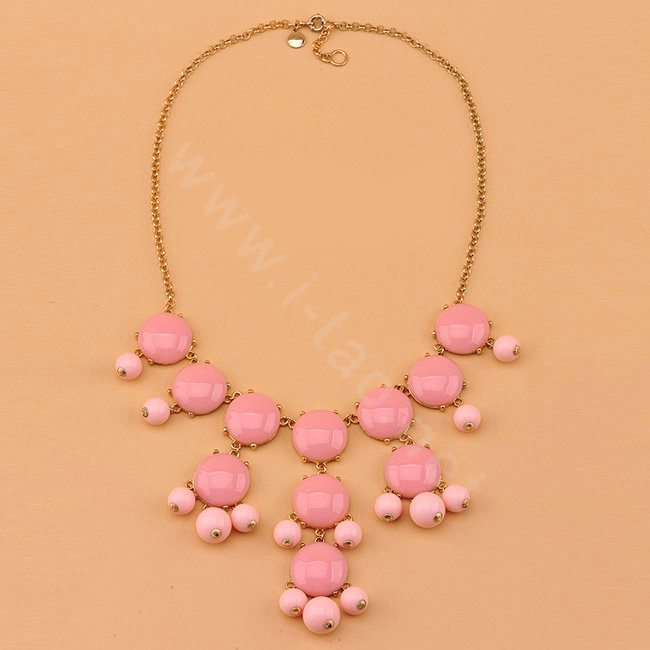High-end fashion women choker sweet exaggeration luxury candy bib necklace - Pink