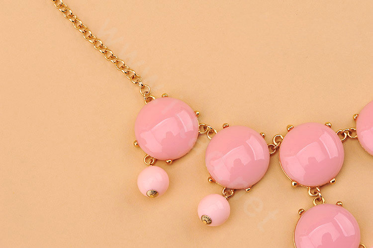 High-end fashion women choker sweet exaggeration luxury candy bib necklace - Pink