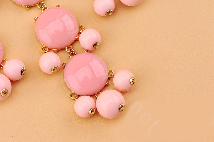 High-end fashion women choker sweet exaggeration luxury candy bib necklace - Pink