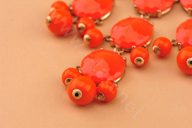 High-end fashion women choker sweet exaggeration luxury candy gems bib necklace - Orange
