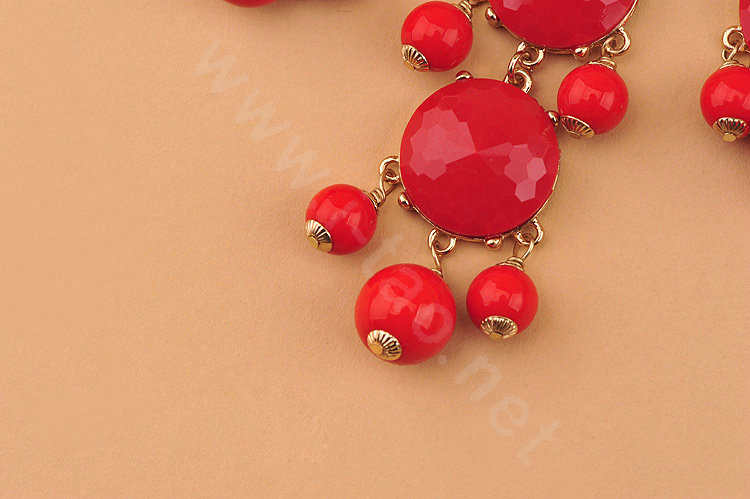 High-end fashion women choker sweet exaggeration luxury candy gems bib necklace - Red
