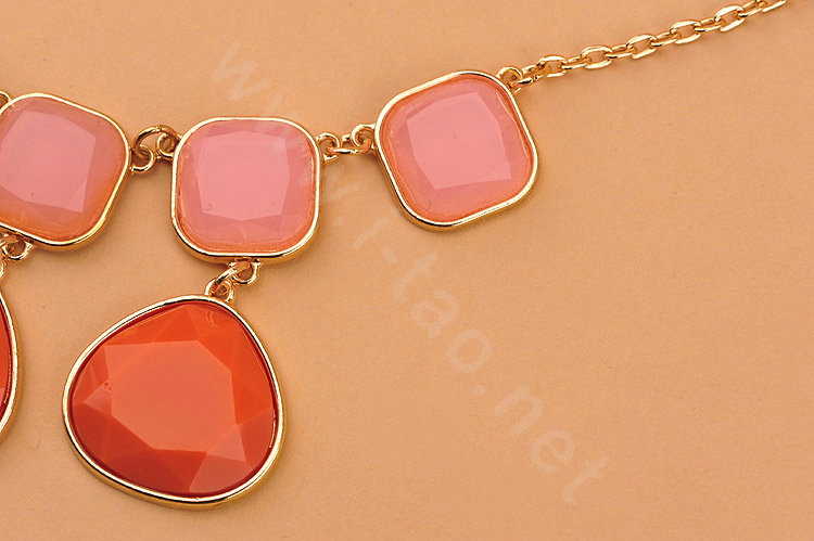High-end fashion women choker sweet luxury candy gems bib necklace - Orange
