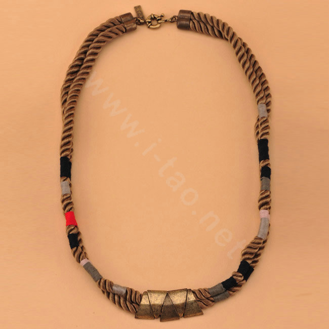 High-end fashion women man choker exaggeration luxury retro rope bib necklace - Coffee