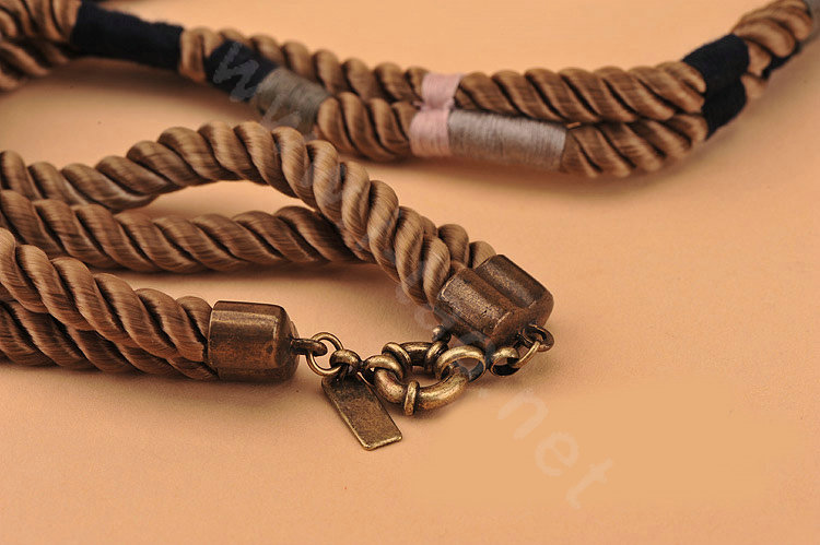 High-end fashion women man choker exaggeration luxury retro rope bib necklace - Coffee
