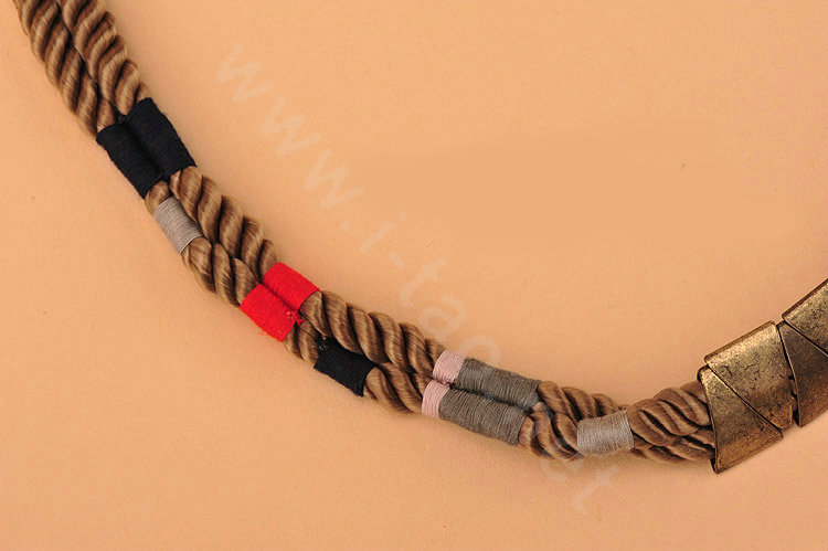 High-end fashion women man choker exaggeration luxury retro rope bib necklace - Coffee