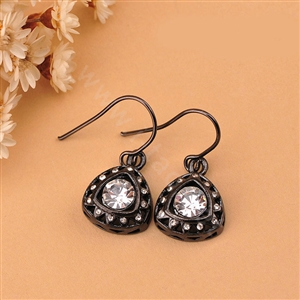 Luxury fashion women crystal diamond earrings 18k gold - Black