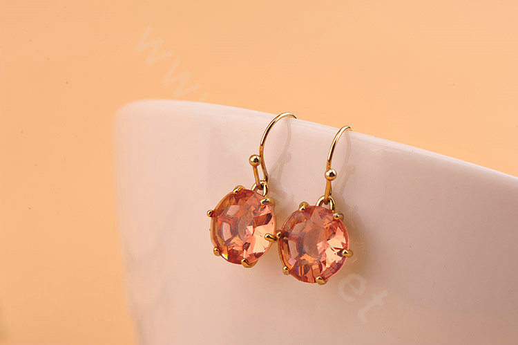 Luxury fashion women crystal diamond earrings 18k gold - Champagne