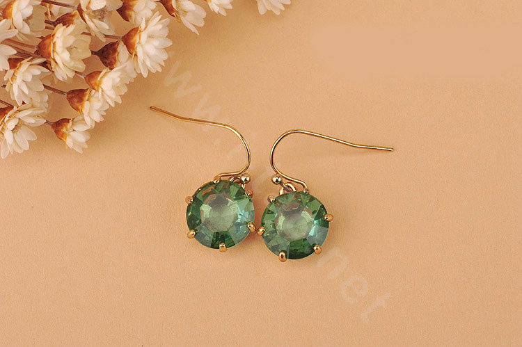 Luxury fashion women crystal diamond earrings 18k gold - Green