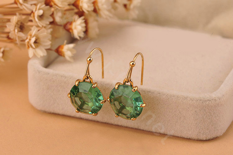 Luxury fashion women crystal diamond earrings 18k gold - Green