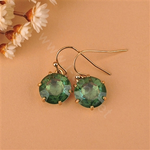 Luxury fashion women crystal diamond earrings 18k gold - Green