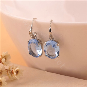 Luxury fashion women crystal diamond earrings 925 Silver - Blue