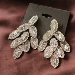 Luxury fashion women diamond crystal earrings 18k gold plated - White