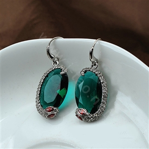 Luxury fashion women serpentine crystal diamond gems earrings - Green