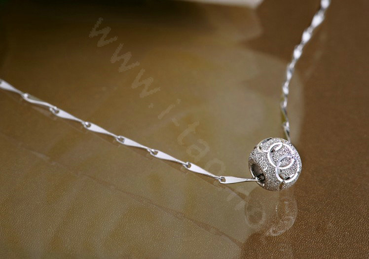 925 sterling silver solid ball bead pendant necklace clavicle chain 16 inch 40cm
