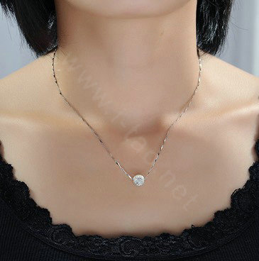 925 sterling silver solid ball bead pendant necklace clavicle chain 16 inch 40cm