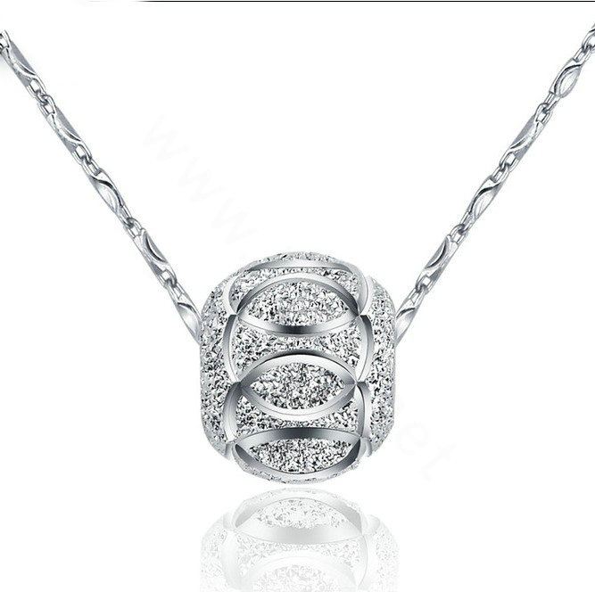 925 sterling silver solid ball bead pendant necklace ingot chain 16 inch 40cm