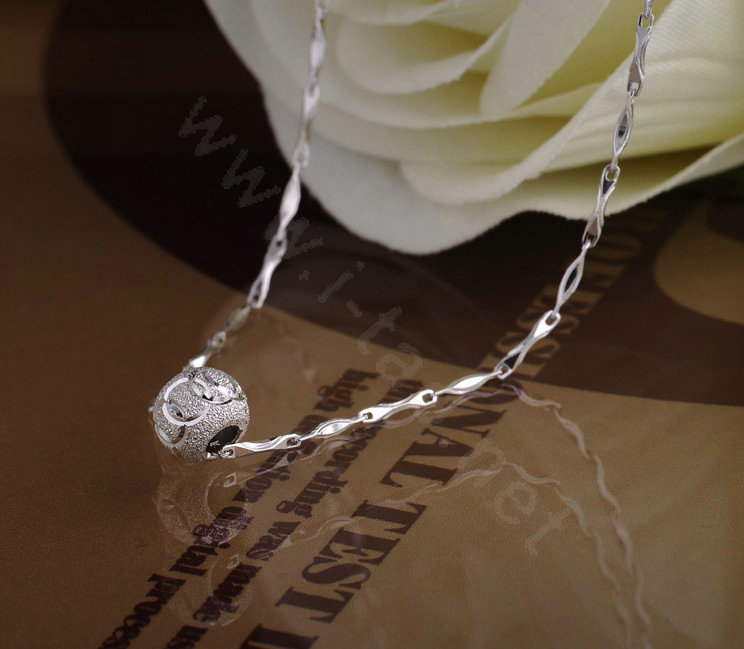 925 sterling silver solid ball bead pendant necklace ingot chain 16 inch 40cm