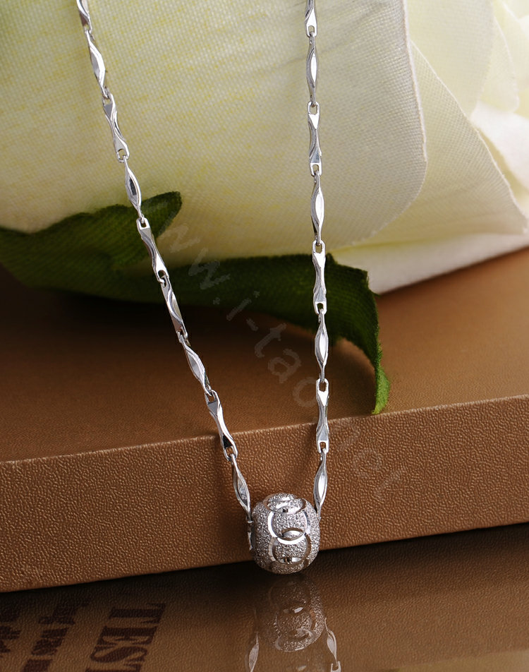 925 sterling silver solid ball bead pendant necklace ingot chain 16 inch 40cm