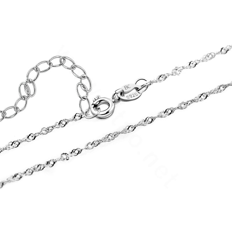 Fashion jewelry 925 sterling silver pendant necklace wave chain 18 inch 45cm