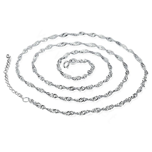 Fashion jewelry 925 sterling silver pendant necklace wave chain 18 inch 45cm