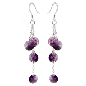 Luxury crystal diamond 925 sterling silver long tassel dangle earrings - Purple