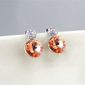 Luxury crystal diamond 925 sterling silver stud earrings 10mm - Pink