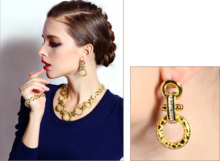 Luxury crystal diamond the dreamer dangle earrings 18k gold plated - Gold