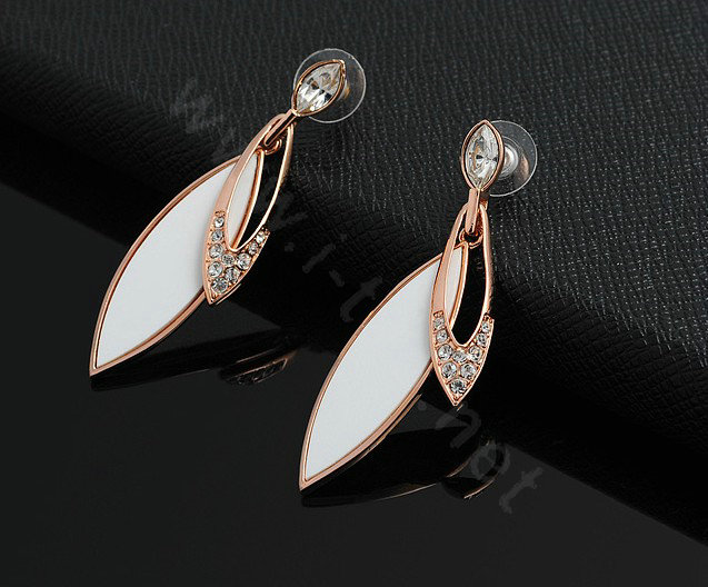 Luxury crystal exaggerating raindrop dangle stud earrings 18k rose gold plated