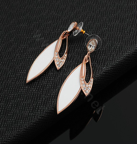 Luxury crystal exaggerating raindrop dangle stud earrings 18k rose gold plated