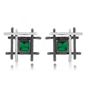 Luxury crystal exaggerating rhombus stud earrings 18k gold plated - Green