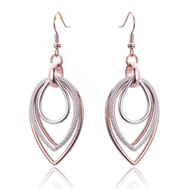 Luxury fashion crystal exaggerating tassel hoop dangle earrings 18k rose plated