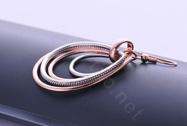 Luxury fashion crystal exaggerating tassel hoop dangle earrings 18k rose plated