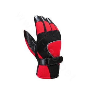 Allfond Man winter warm outdoor sport windproof ski motorcycle riding buckle leather Gloves - Black red