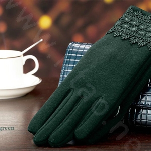 Allfond fashion women touch screen gloves stretch cotton lace winter warm business gloves - Green