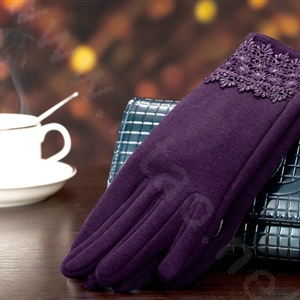 Allfond fashion women touch screen gloves stretch cotton lace winter warm business gloves - Purple
