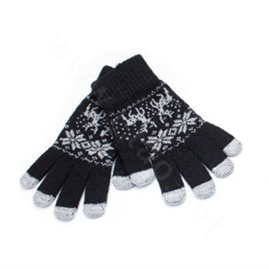 Allfond genuine knitting woolen touch screen gloves winter warm unisex deer gloves - Black